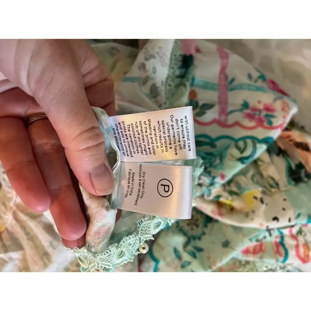 HEMANT &‎ NANDITA Teien Floral empire waist maxi Cotton Dress xs nwt - Picture 13 of 15